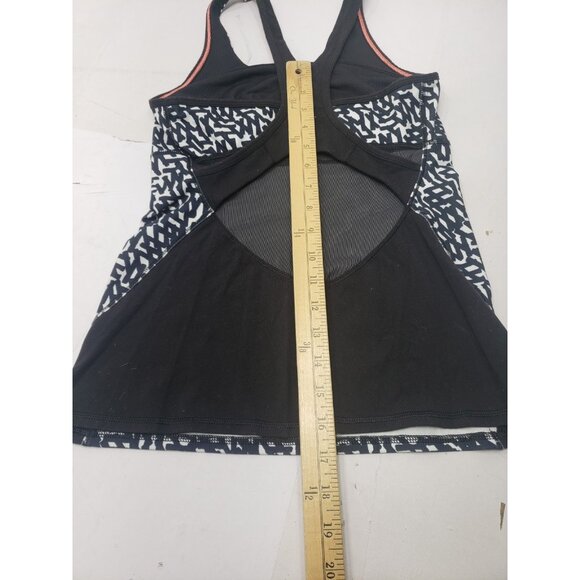 Lululemon Top Women's 4 Black White Crossback Mesh Net Top With Run Times Shorts - Picture 5 of 8